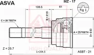 Шрус наружный (граната) Asva. Артикул MZ-17