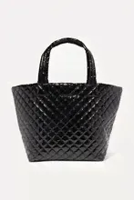 MZ Wallace - Metro Medium Quilted Vinyl Tote - Black