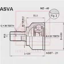 Шрус граната ASVA V1 HXV MZ-40 1269719287